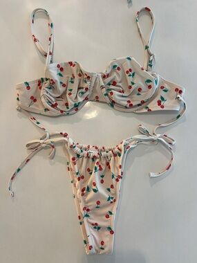 wild fable Cream Bikini with Red Cherry Print